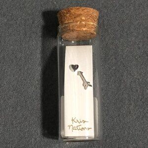 Kris Nations Arrow and Heart Earrings Sterling Silver Glass Cupid Studs